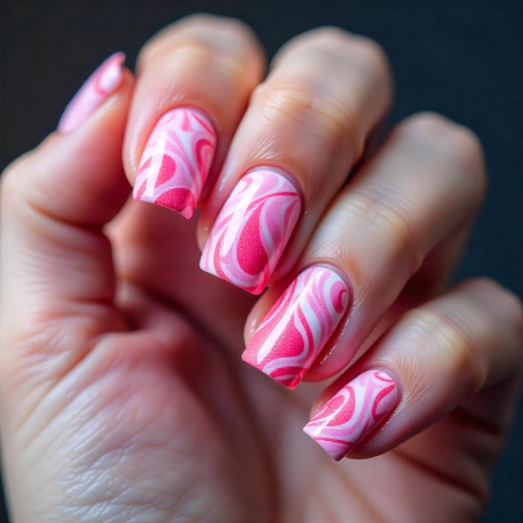 Ombre Pink Swirls nails