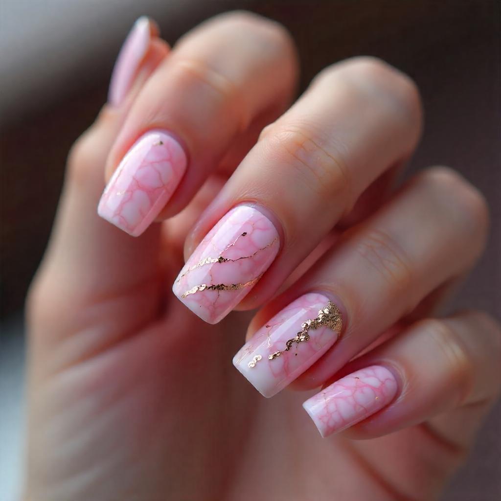 Pink Marble Textures nail designs