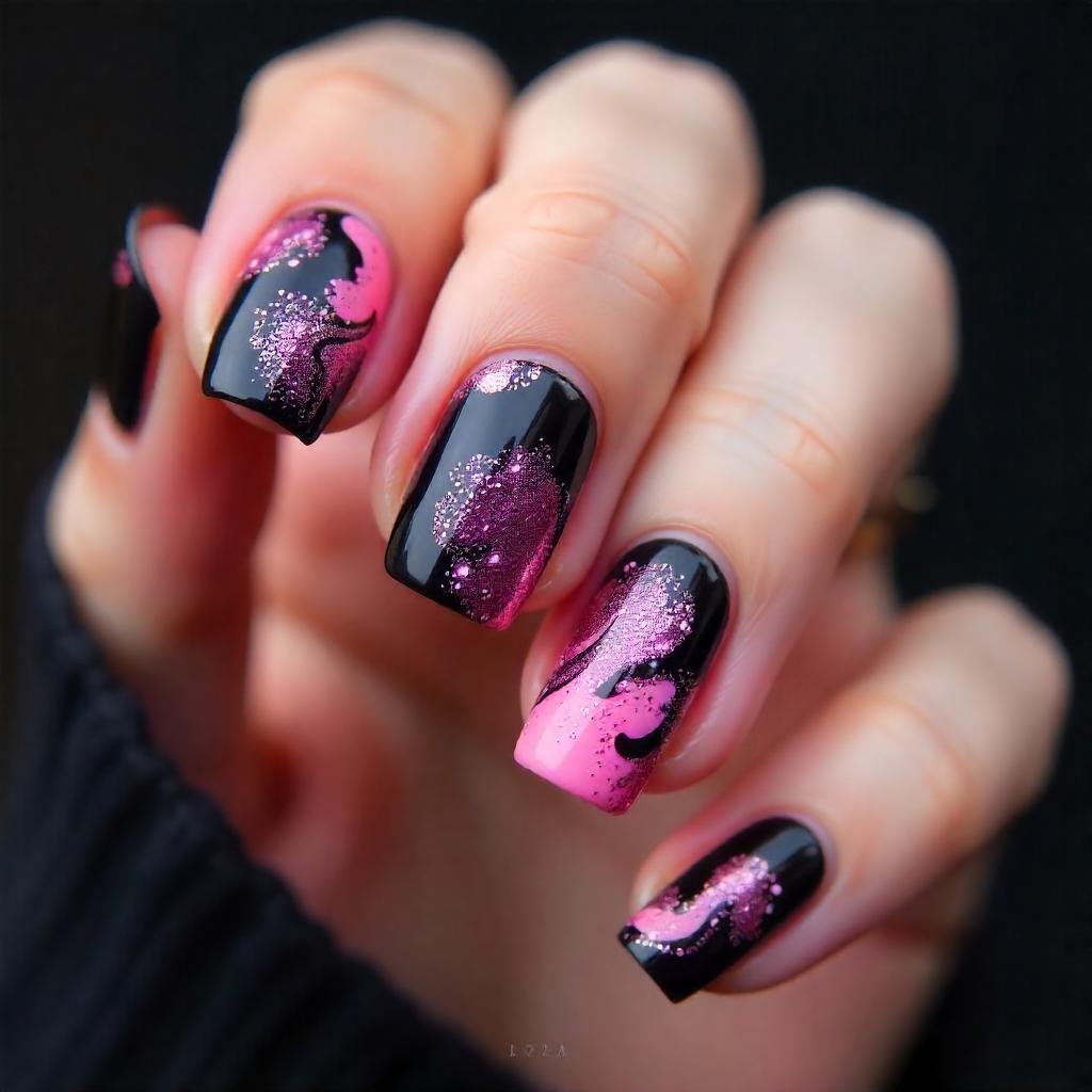 Pink and Black Swirls