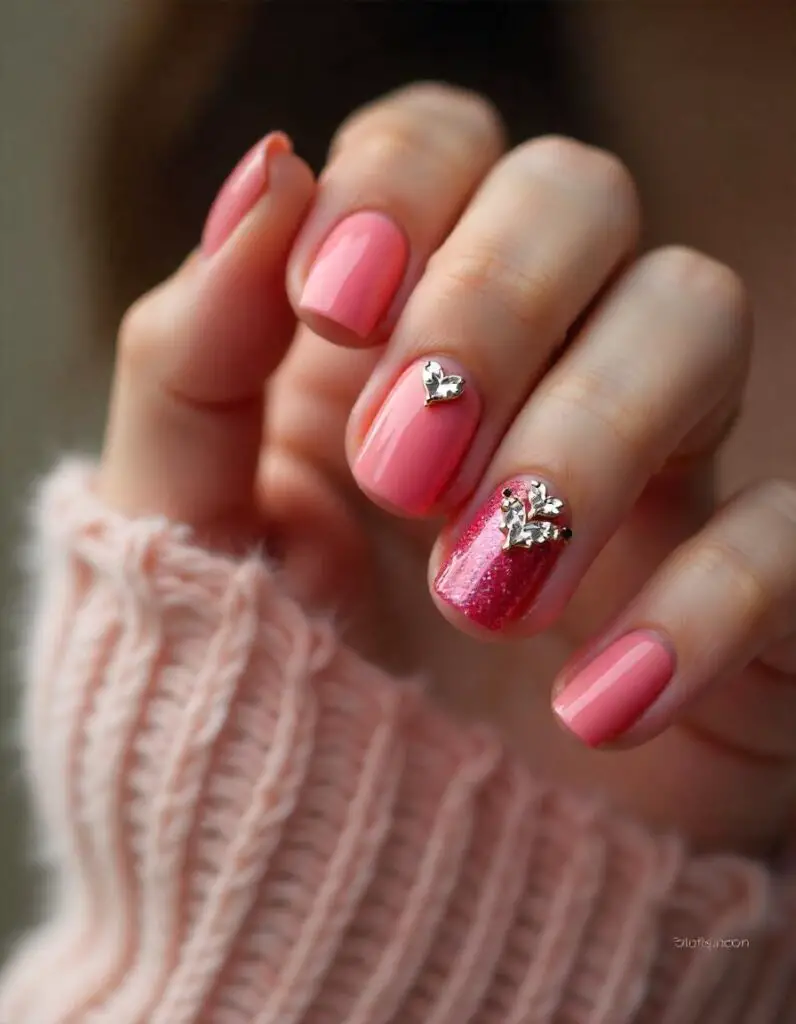 Romantic Rhinestone Nail art