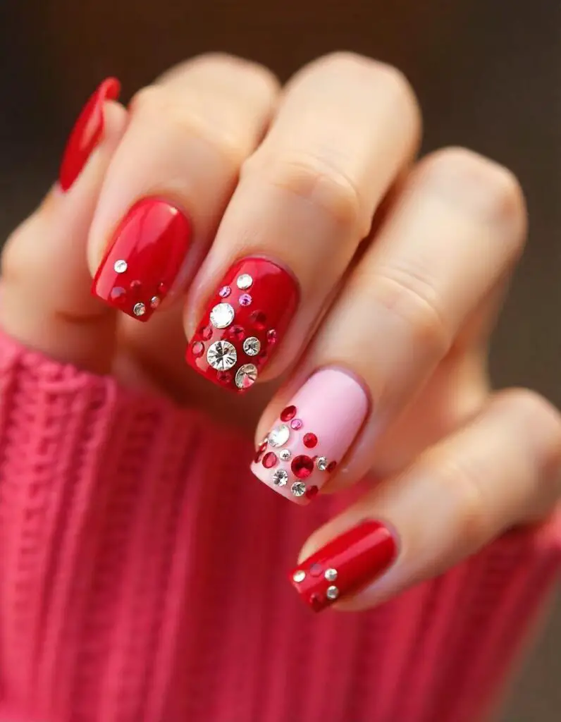 Romantic Rhinestone Nails 