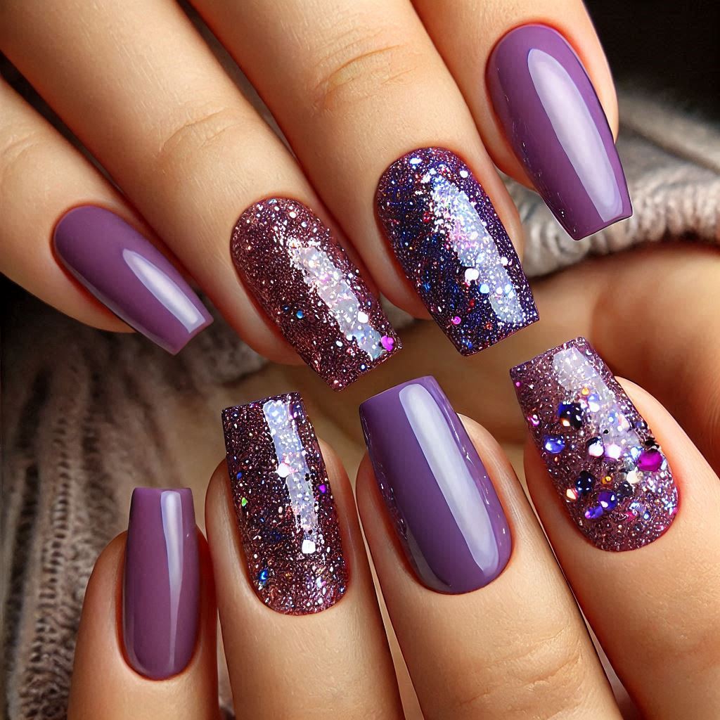 Shiny Purple Fingernails