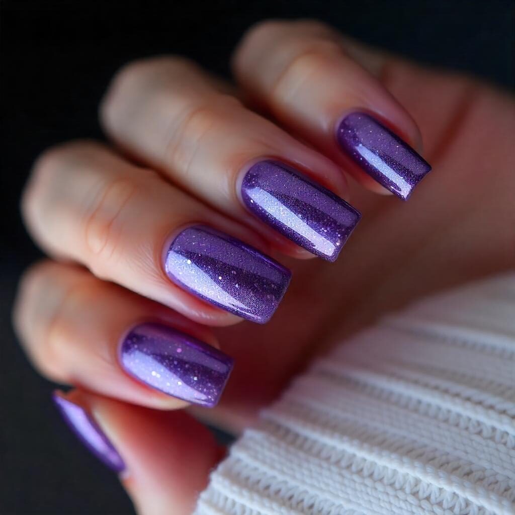 Silver and Purple Nail Art