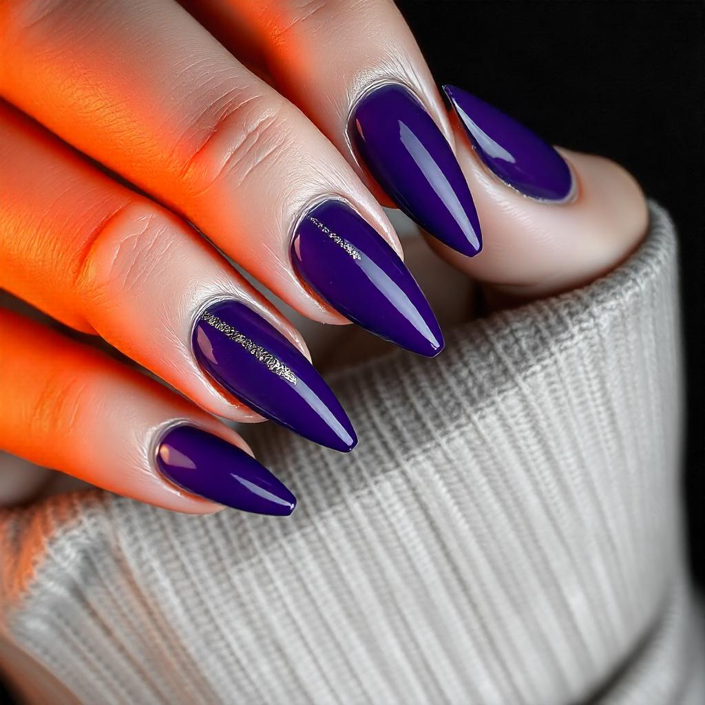 Stiletto nail art in deep purple