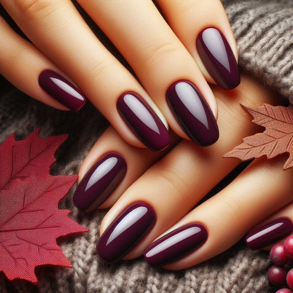 Traditional purple and Burgundy Nail Art