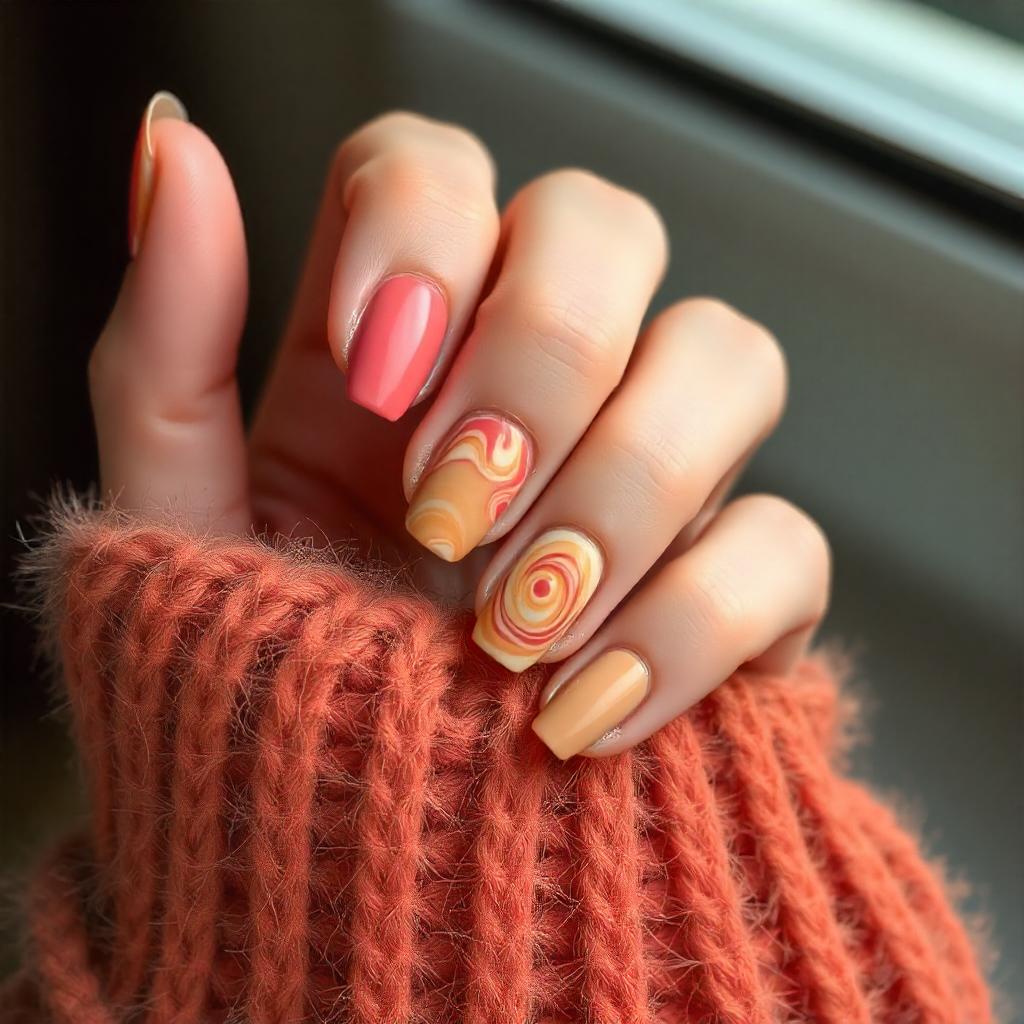 autumn swirl nails