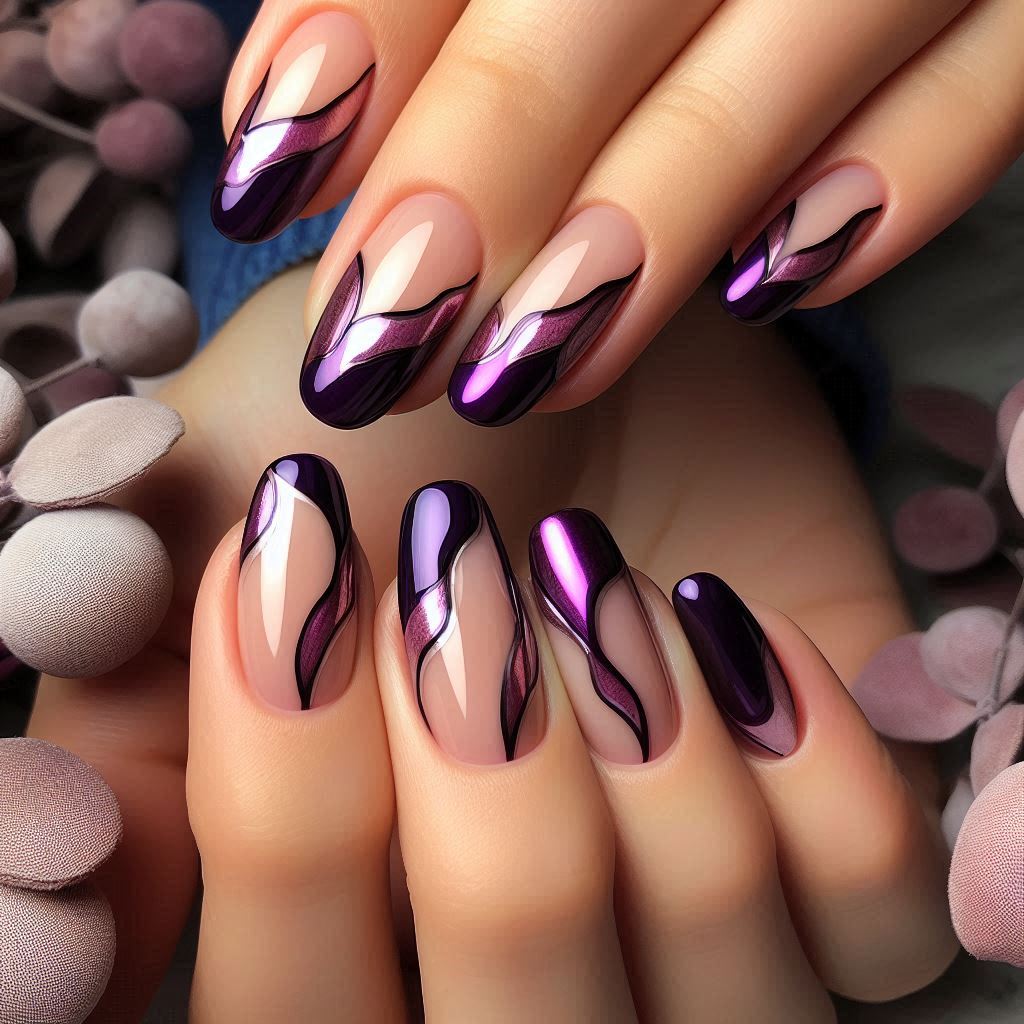 dark purple fall nail designs