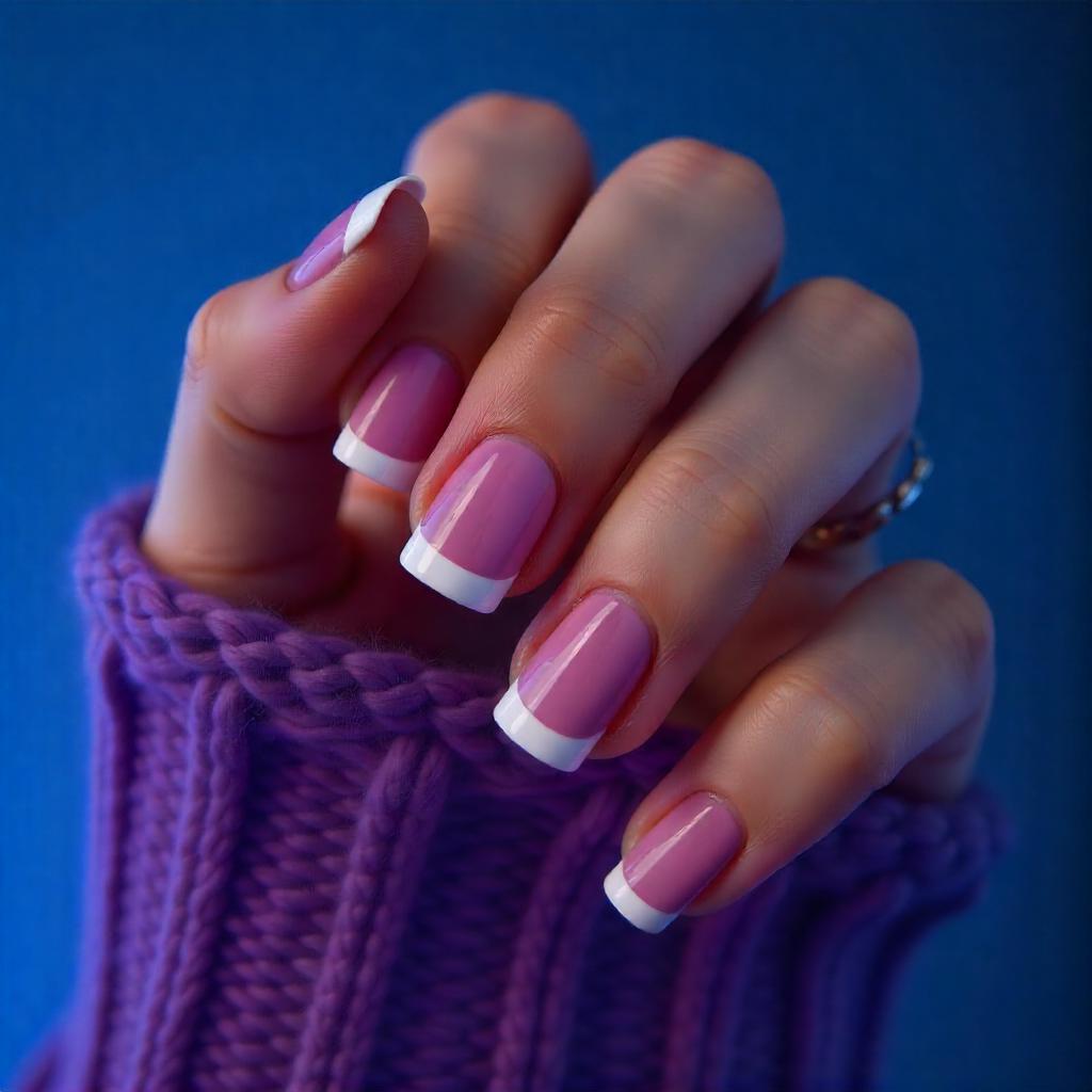 purple-Tipped French Nails