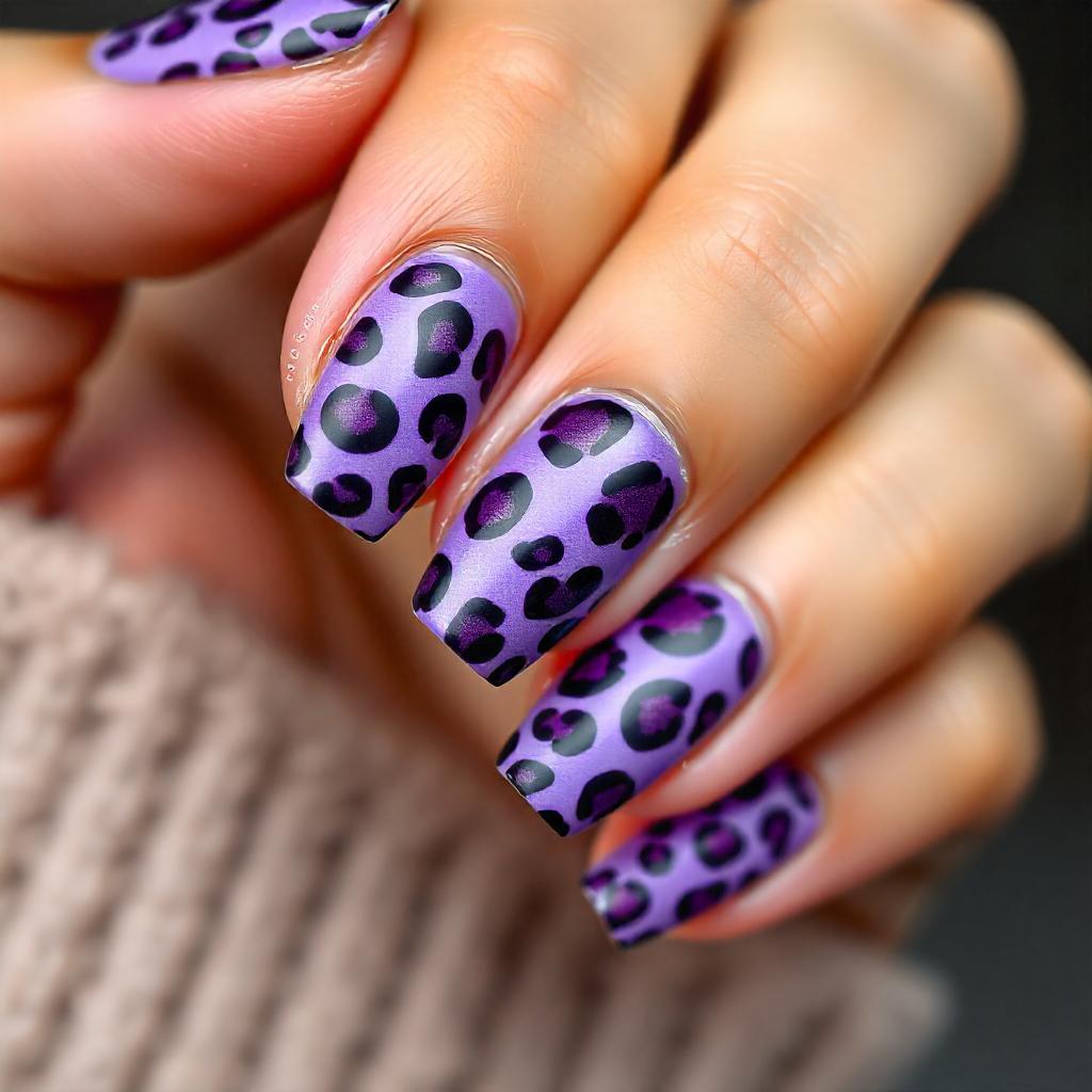 purple leopard nails