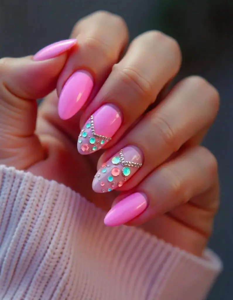 simple rhinestone nail art