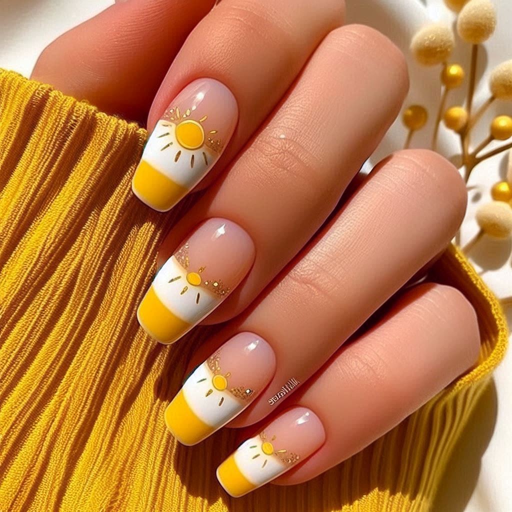 French Sunshine Tips nail art