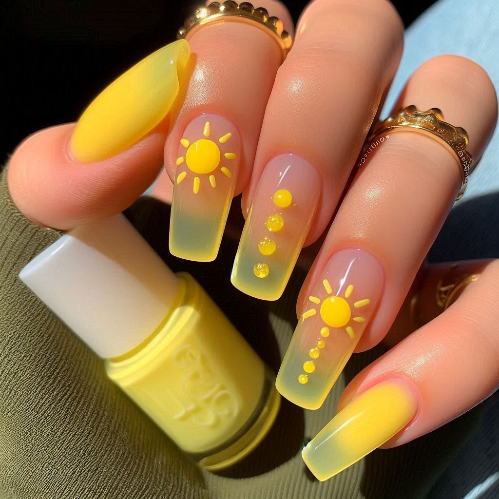 Jelly Yellow Nail art