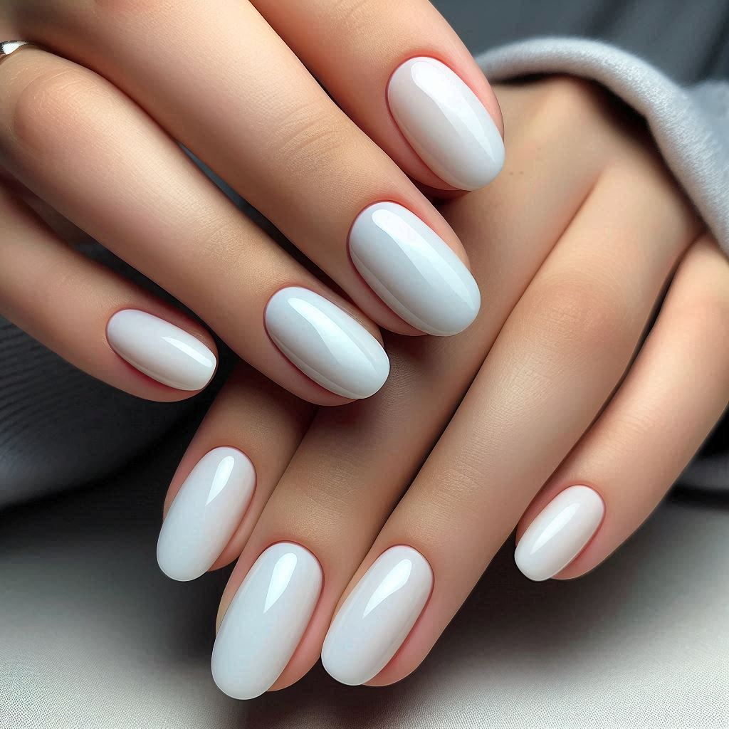 Milky white nails for office