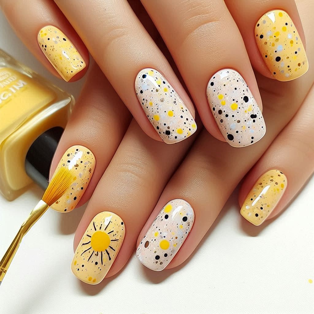 Speckled Sunshine Nail Art