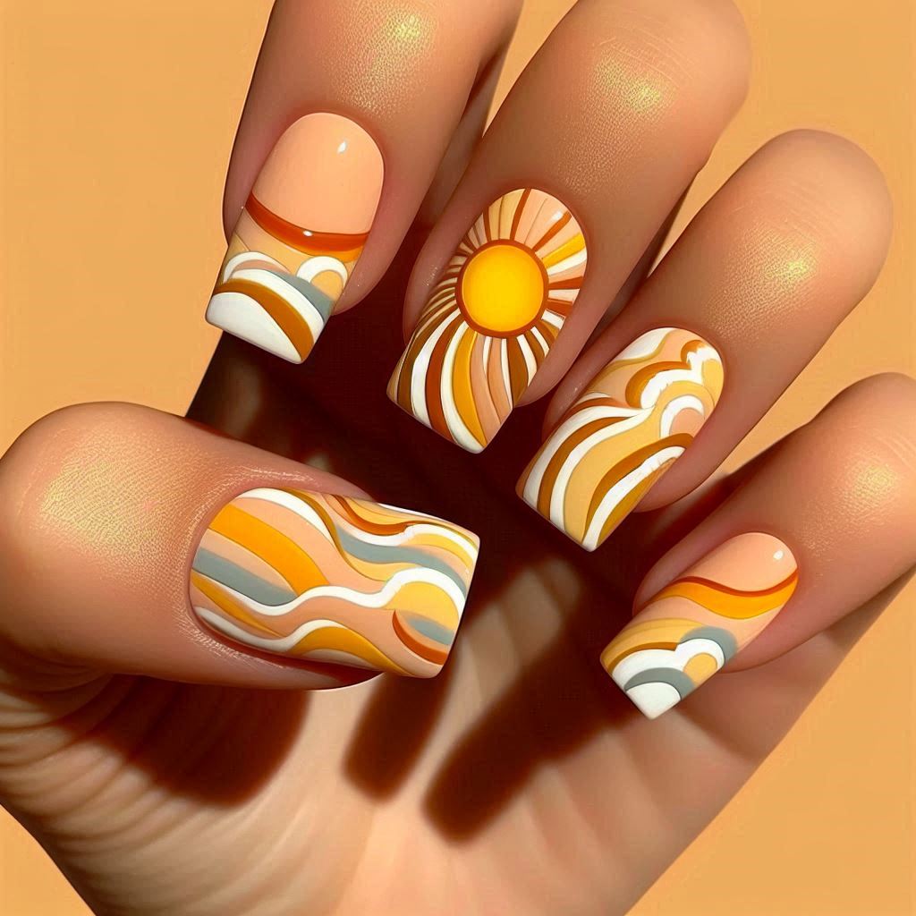 Sunshine Waves Nails