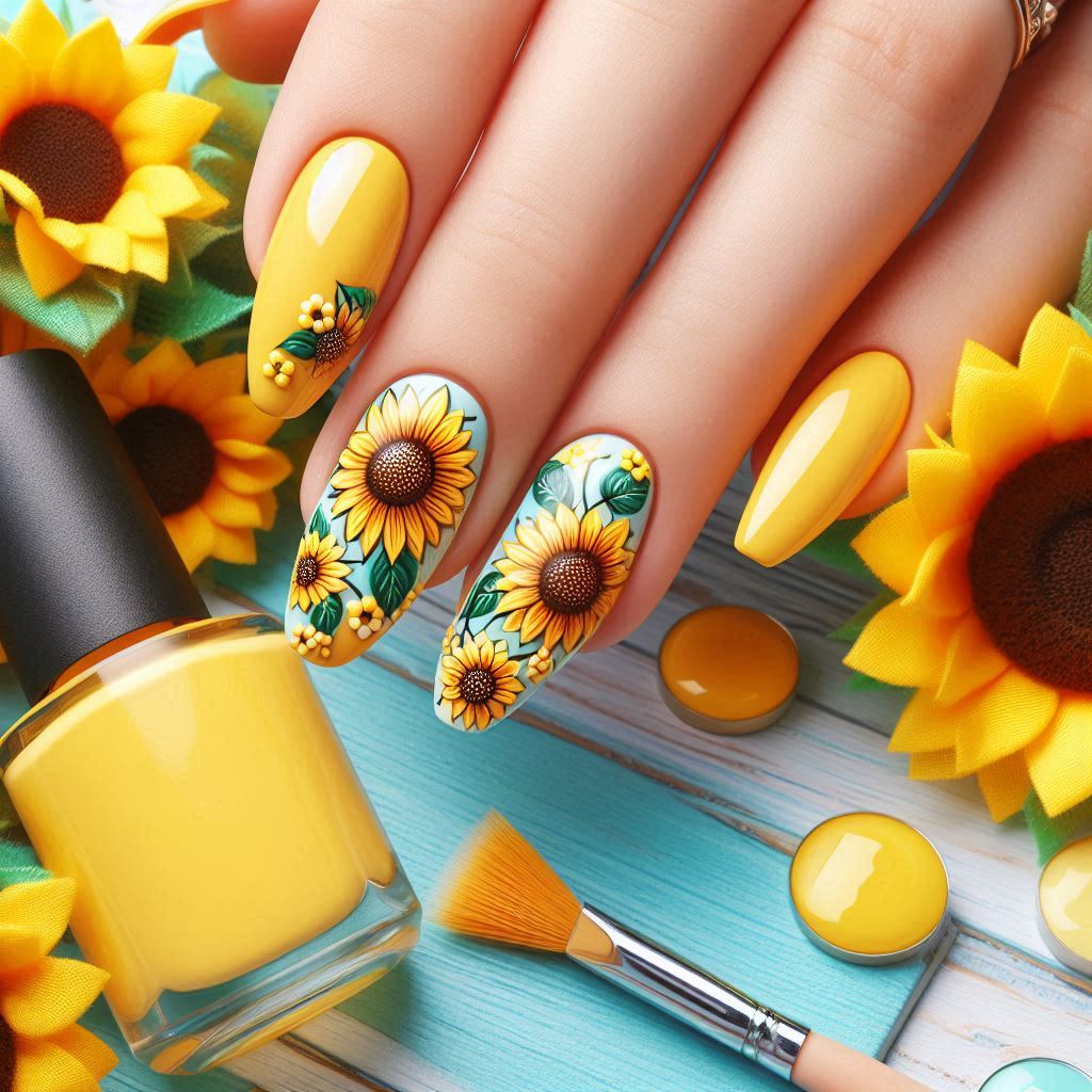 sunflower nail designs